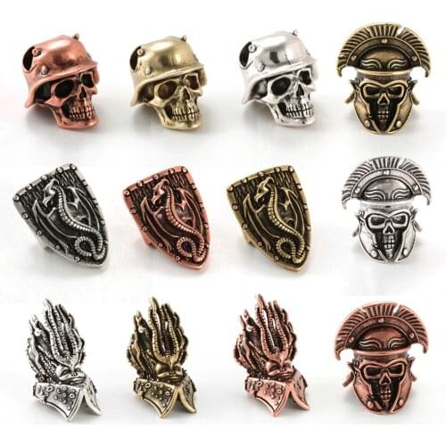 Shield Sparta Paracord Beads for Jewelry Making Supplies Vintage Dragon Skull Spacer Beads Diy Bracelet Accessories Wholesale