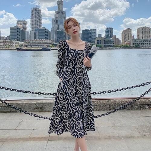 Black Long Chiffon Women Pocket Dress Invisible Zipper Autumn Spring Runway 2021 Korean Long Sleeve Vintage Elegant Casual Dress