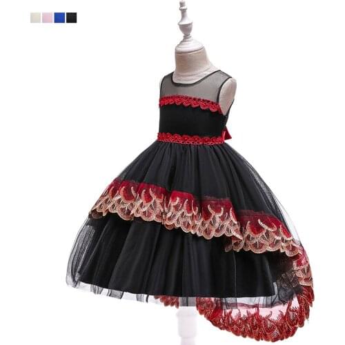 2021 New Tuxedo Dress with Chest Embroidery Lace Princess Dress Flower Childrens Wedding Dress Black Tuxedo Small Dress