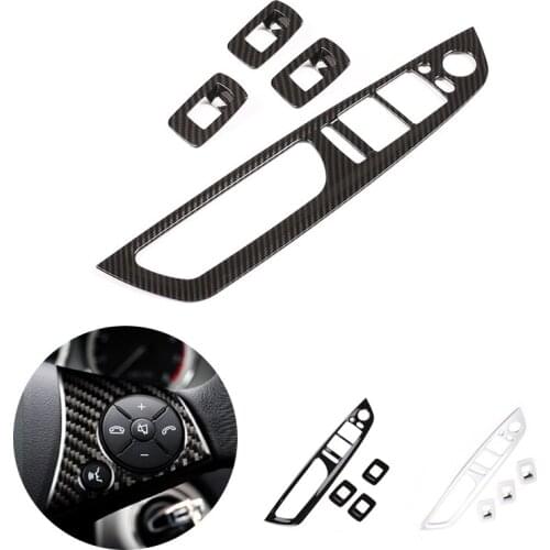 For BMW X5 X6 E70 E71 2008 - 2013 4pcs Car Interior Door Handle Panel Window Switch Button Carbon Fiber Texture Cover Decor