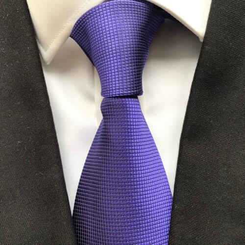 10 cm Width New Design Mens Ties Jacquard Woven Neck Tie Solid Dark Lavender Checkered Neckties for Men