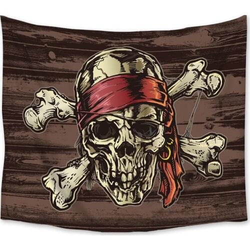 Retro Style Pirate Skull Tapestry Wall Hanging Polyester Home Bedroom Decor Bedspread Beach Mat Blanket Yoga Mat Tapestries
