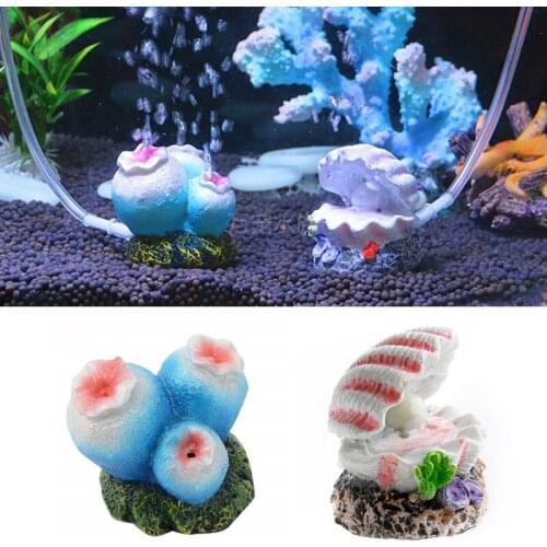 Artificial Coral Pearl Aquarium Bubble Decoration Fish Tank Air Bubble Flower Shell Stone Ornament Acuario Decor Background