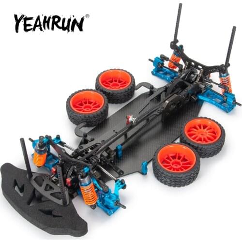 YEAHRUN Alloy & Carbon Frame Body Wheels Kit For RC 1/10 Drift Racing Car Shaft Drive