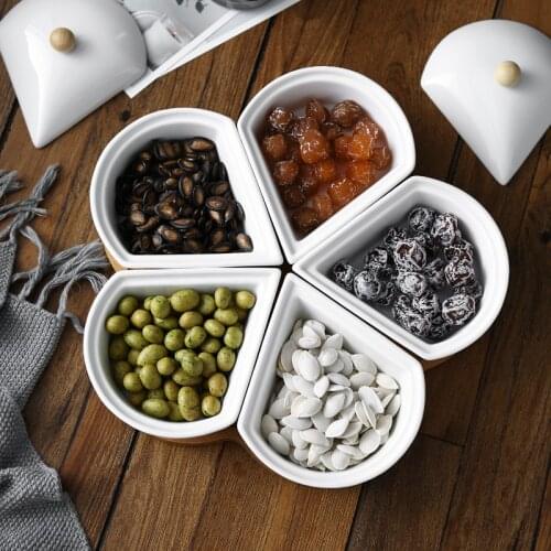 Dried fruit box with lid creative ceramic fruit plate snack nut box European living room dried fruit tray seeds seeds WF11231014