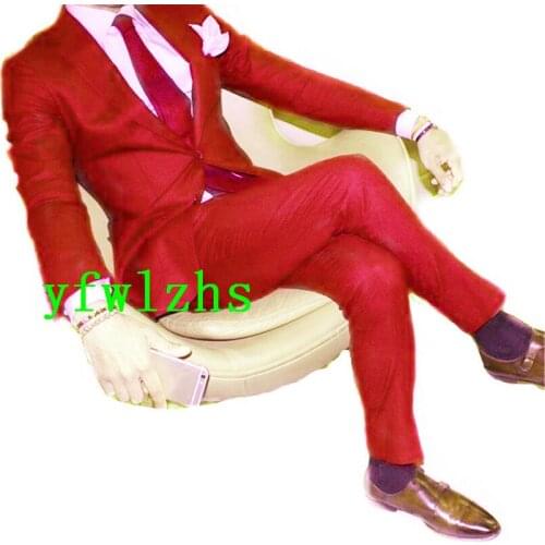 Handsome Groomsmen Peak Lapel Groom Tuxedos Wedding Dress Men Suits Blazer Prom Dinner (Jacket+Pants+Tie) K312