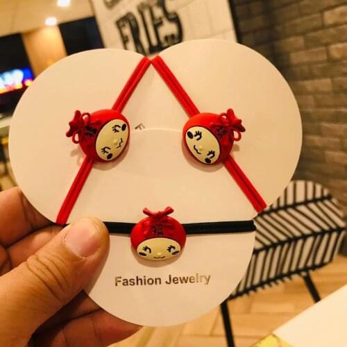 Hot Selling New Year Fashion Red Luky Bags Hair Band High Elastic Hair Rope Hair Rings Hair Accessories Women Girls Headpiece
