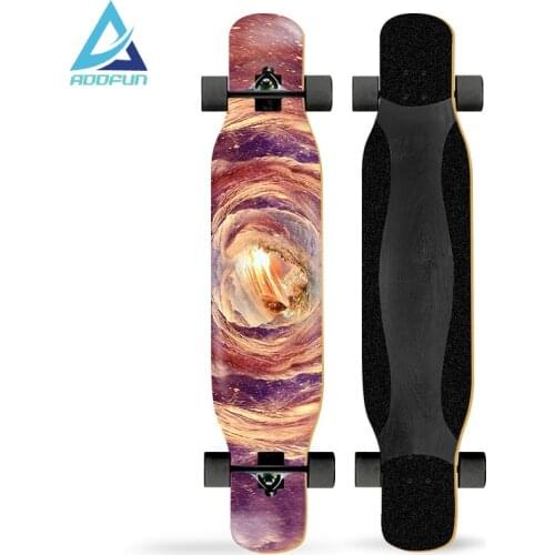AddFun Longboard Skateboard Double Rocker Skate Boards for Adults Professional 117cm Skateboarding PU Perfusion Wheels Mount