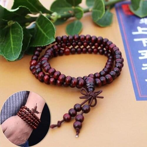 Prayer Bead Mala Bracelets Necklace Sandalwood Bead Handmade 108 and Beads Item Men Bracelet Browns Phoenix For Women 6Mm a M4F1