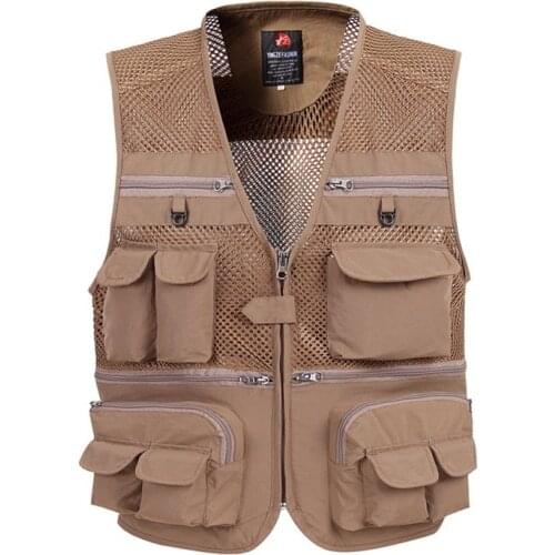 Zozowang Men Summer Outdoors Tactical Mesh Vest Men Breathable Shooting Multi Pockets Vest Shooting Waistcoat Sleeveless Jacket