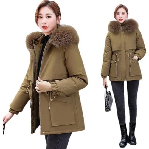 2021New Women High-end Down Padded Jacket Winter Coat Jacket Warm Down Cotton Parkas Female Plus Velvet Lining Warm Overcoat B