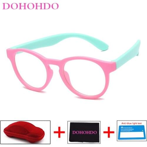 DOHOHDO Blue Light Glasses Children Blocking Computer Eyeglasses Kids Girls Transparent Soft Silicone Frame UV400 Lunette De Vue