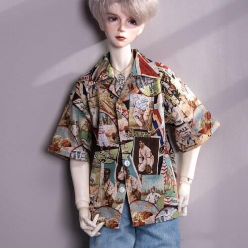 BJD doll clothes suitable for 1-3 1-4 uncle size popular retro short-sleeved male doll accessories