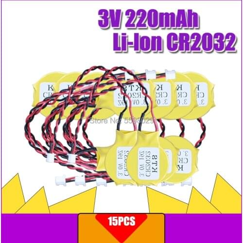 15pcs KTS CR2032 CR2032W 3V Original lithium battery for IBM Computer motherboard Laptop battery with cable Made in Japan