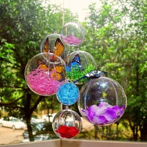 10 Balls Christmas Tress Decoration Clear Round Mould Transparent Plastic Home Decor Wedding Candy Bauble Garden Hang Ornament