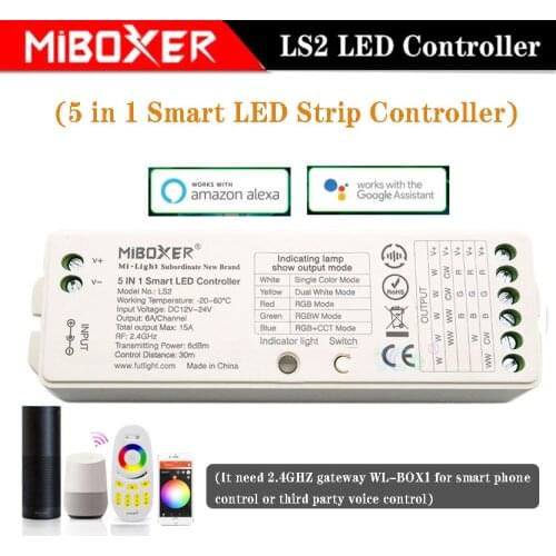 Moboxer WL5 WiFi 5 in 1 LED Controller LS2 2.4G Remote controller DC12V 24V Single Color/CCT/RGB/RGBW/RGB CCT Lamp Tape dimmer