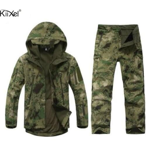 Tad Tactical Gear Soft Shell Camouflage Outdoors Jacket Set Men Army Casual Waterproof Hunter Warm Clothes Military Hike Jacket