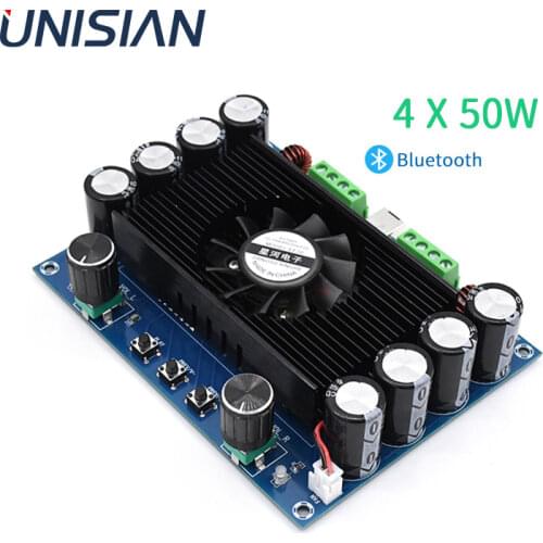 UNISIAN Bluetooth TDA7850 4.0 Channel HIFI Auido Power Amplifier Class-AB 50W*4 Four Channels Amplifier Board For Home/Car Audio