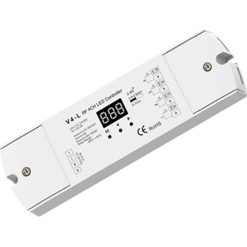 V4-L Receptor; 4 Channel Constant Voltage RF 2.4G Receiver;12V-24V Input;5A*4CH Output LED Dimming CCT RGB RGBW Controller
