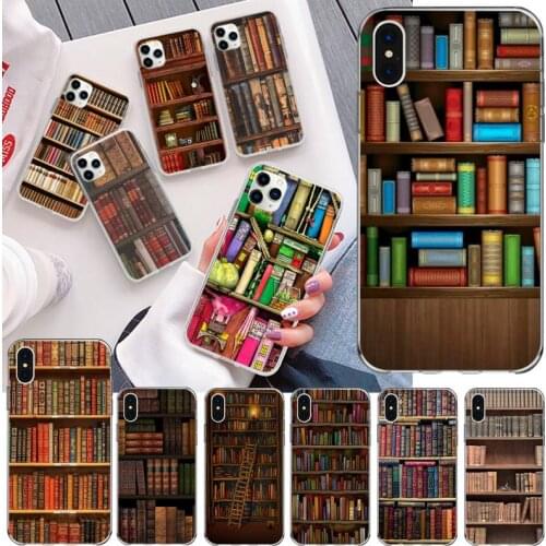 YJZFDYRM Retro Book Shelf Bookshelf Custom Soft Phone Case for iPhone 11 pro XS MAX 8 7 6 6S Plus X 5S SE 2020 XR cover