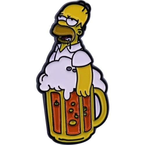 Homer beer badge funny cartoon jackets backpack accessory