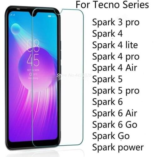 2PCS Tempered Glass for Tecno Spark 6 5 4 3 Air Pro 4 Lite Go Power Screen Protector Spark 6 Go Protective Film Glass