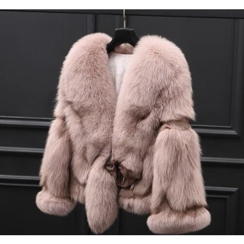 Real Fox Fur Coat Women Clothes Autumn Winter Short Slim Warm Coats Korean Vintage Elegant Jacket Abrigo Mujer ZL519
