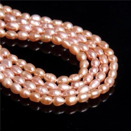 Oval Freshwater Pearl Beads 4-4.5mm White Pink Natural Punch Pearl Loose Beads For Jewelry Making DIY Accessories Supplies