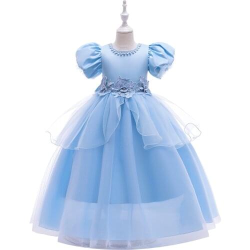2021 Christmas Cinderella Dress Halloween Carnival Elsa Costume Children Party Blue Princess Dress for Young Girls Outfits