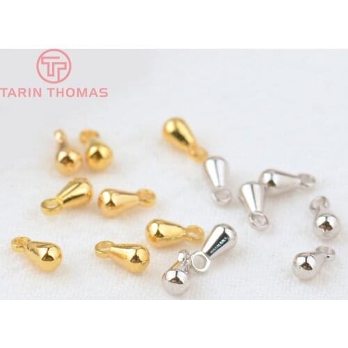 20PCS 3*6MM 4x8MM 24K Champagne Gold Color Plated Brass Drop Shape End Beads High Quality Diy Jewelry Accessories