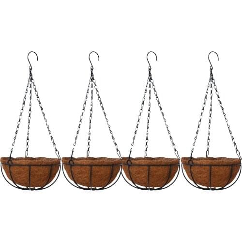 4Pcs Hanging Coconut Basket, Hanging Plant Pot Flower Holder, 10inch