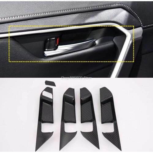 For Toyota RAV4 2019 2020 ABS Carbon Fiber Interior Inner Handle Cover Trim Decorative 5pcs Car Styling Accessories