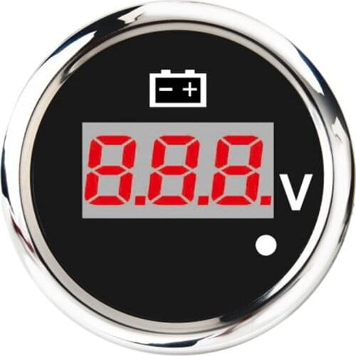 52mm Digital Voltmeter Voltmeter 0-190 Ohm 240-33 Ohm Universal Volt Voltage Gauge Red Backlight with Alarm