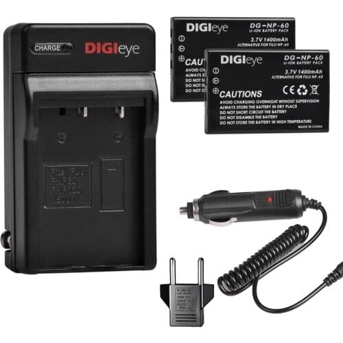 2Pcs NP-60 FNP-60 Battery + Charger Kit for KLIC-5000 SLB-1037 & Fujifilm Finepix 50i 601 F401 F401 Zoom F410 F410 Zoom Camera