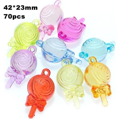 Free Shipping 42*23mm Kawaii Lollipop Candy Shape Girls Bubblegum Necklace Pendants DIY Jewelry Findings Plastic Charms 70pcs