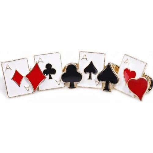 2021 New Playing Cards Metal Poker Set Spade Club Pins Enamel Brooch Jewelry Brooches For Women Lapel Pin Men Accessories