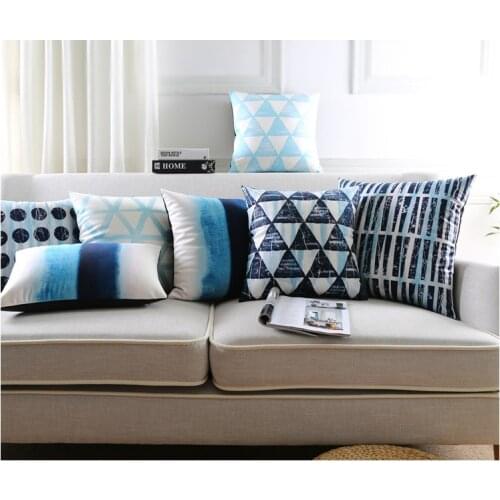 Nordic Style Cushions Cover Home Decor Decorative Pillows Case Velvet Throw Pillow Blue Geometric Cushion Cover for Sofa 45*45cm