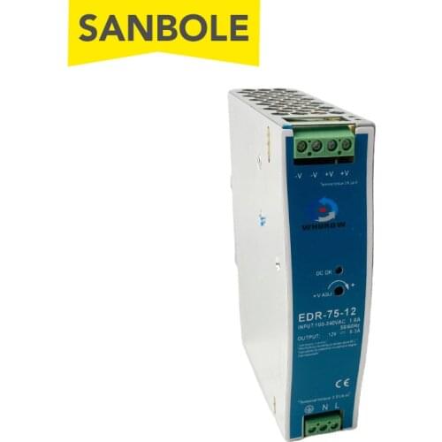EDR-75-24 Switch Power Supply 75W 12V 24V 48V Guide DIN Rail Mounting Type Source Transformer AC DC Metal Shell LED Strip