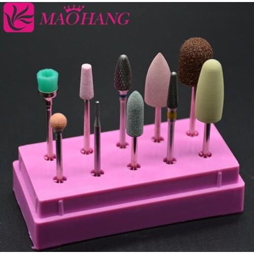 MAOHANG 10pcs/sets Carbide Nail Drill Bit 3/32'' Millings Cutter silicone Drill Electric Nail File For Electric Manicure Drill