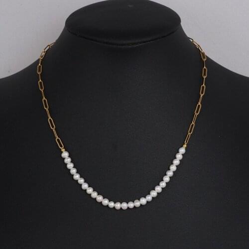 Personality temperament fashion ins shaped pearl splicing chain necklace