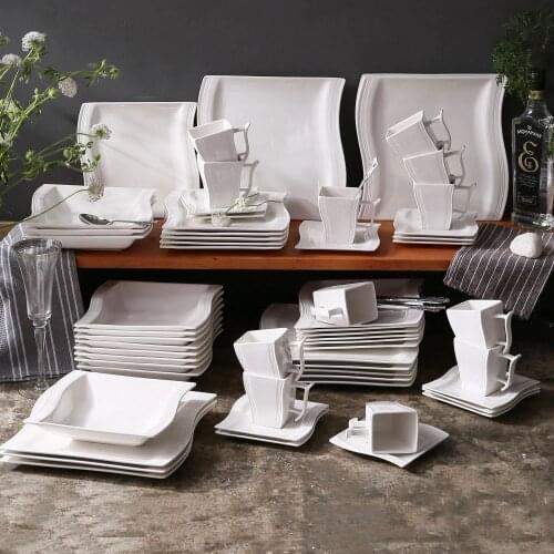 MALACASA FLORA 60-Piece White Porcelain Dinner Set with 12*Cup,Saucer,Dessert Soup Dinner Plate Tableware Set for 12 Person