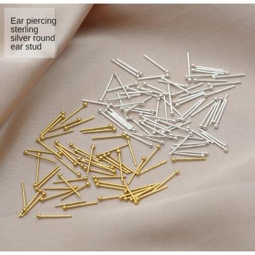 Small silver bead ball s925 sterling silver bean earrings ear stick simple diy handmade silver accessories material package