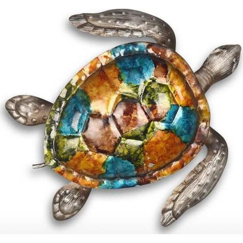 Metal Craft Sea Turtle Wall Hanging Decor Beach Theme Decor Wall Art Decoration For Indoor Bathroom Outdoor Garden Fence