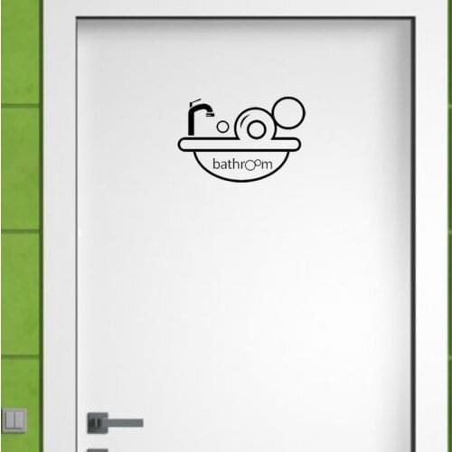 YOJA 25*17CM Fashion SALLE DE BAIN Creative Bathroom Door Sticker Wall Decal Black A40158