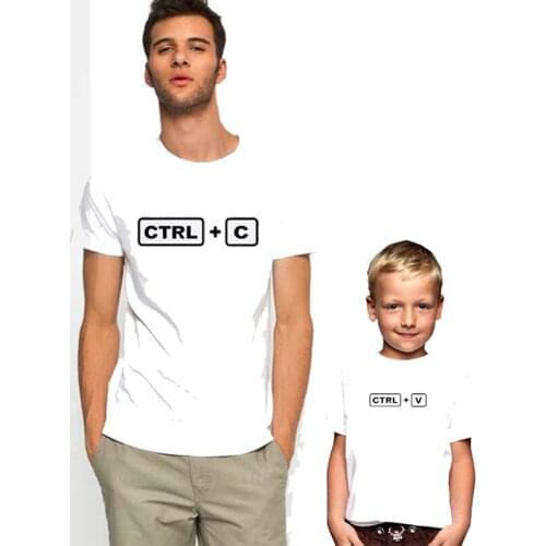 Father And Son Fashion Tops Daddy Baby Letter Family Matching Outfits Short Sleeve T Shirt CTRL C Short Sleeve Summer Clothes