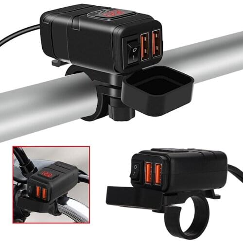 Motorcycle Vehicle-mounted Charger Waterproof USB Adapter QC 3.0 Quick Charge with LED Quick Charge 3.0 Voltmeter Accessories