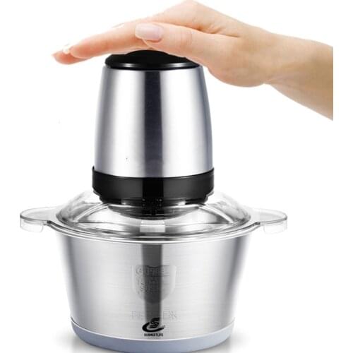 SUSWEETLIFE Customized meat grinder 2L Large Capacity household electric 304 stainless steel stir mince garlic machine 110V 220V