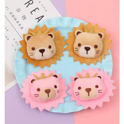 10Pcs/lot Cartoon Plush Pink Brown Lion Patch Kawaii Crown Lion Padded Appliques DIY Headwear Garments Cotton-filled Accessories