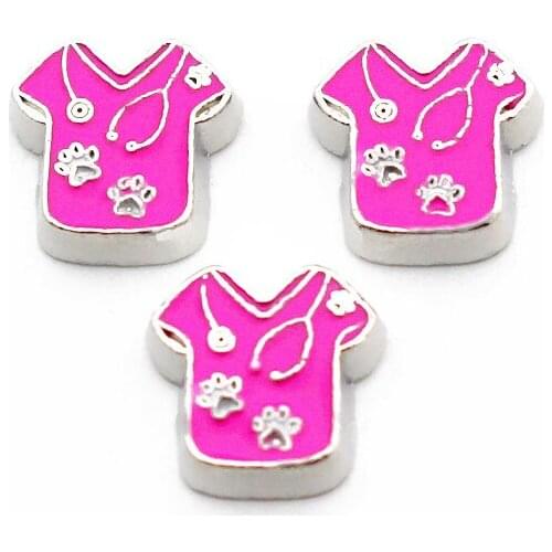 Newest 10pcs/lot Pink Silver T-SHIRTS floating charms living glass memory floating lockets diy jewelry pendant