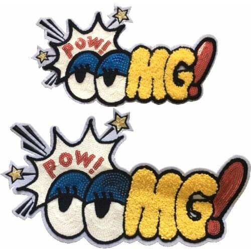 New Arrival EYES OMG Motif Patches Sew on Patch for Clothes Bag DIY Decorative Gifts Letters Tower Embroidery Applique 1PCS